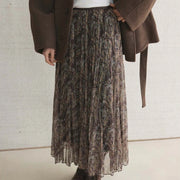 Printed Pleated Long Skirt