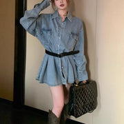 Button-Front Mini Shirt Dress