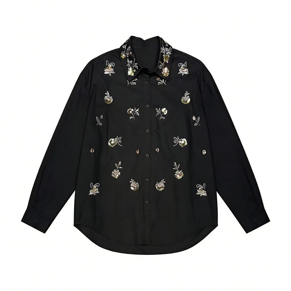 Motif-Embellished Collared Shirt