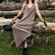 Striped Sleeveless Long Dress