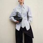 Striped Long-Sleeve Collared Shirt