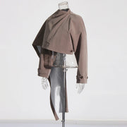 Asymmetric Cropped High-Neck Jacket