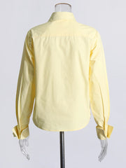 Rosette Striped Button-Up Shirt