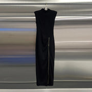 Zip-Detail Sleeveless Dress