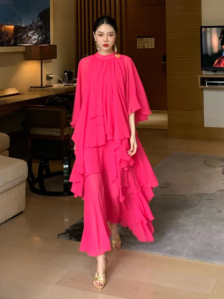 Tiered Ruffle-Hem Relaxed Dress