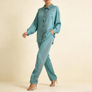 Relaxed Shirt and Wide-Leg Pants Set