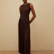 Pleated Sleeveless Long Dress