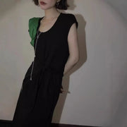 Tie-Waist Short-Sleeve Dress