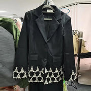 Embellished-Hem Tailored Blazer