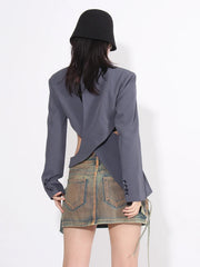 Cutout-Waist Asymmetric Blazer