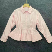 Button-Front Peplum Shirt