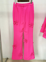 Floral Applique Flared Pants