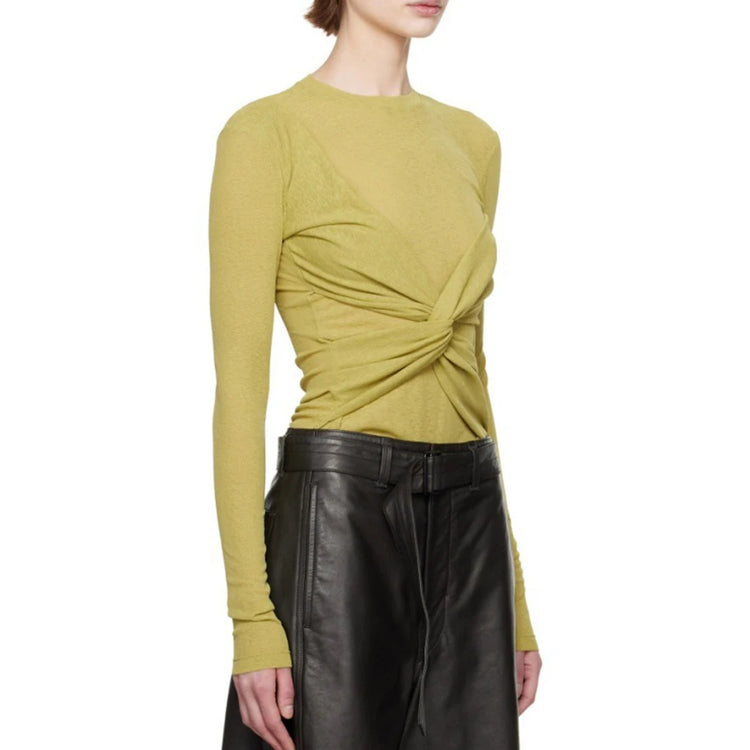 Twist-Front Long-Sleeve Top