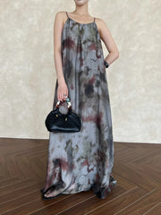 Abstract-Print Sleeveless Long Dress