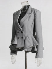 Ruffled Peplum Tailored Blazer