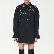 Multicolor Embellished Button Shirt