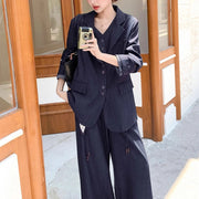 Pinstriped Three-Piece Pants Suit