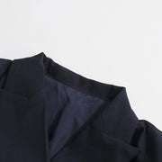 Ruched-Sleeve Double-Breasted Long Coat