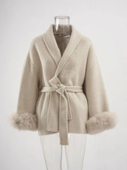 Belted Shawl-Collar Coat