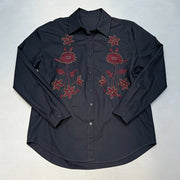 Floral Embroidered Button-Up Shirt