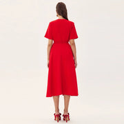 Rosette-Detail Short-Sleeve Dress