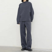Top and Pleated-Overlay Pants Set