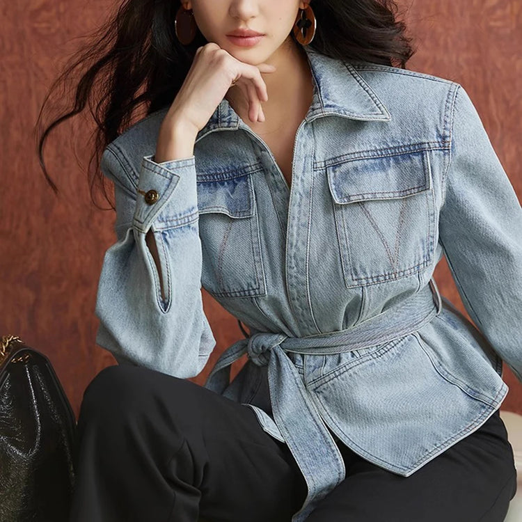 Tie-Waist Patch-Pocket Jacket