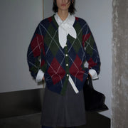 Argyle Button-Front Cardigan