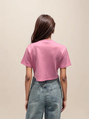 Embellished-Bow Cropped Tee