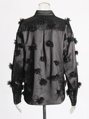 Floral Applique Button-Up Shirt