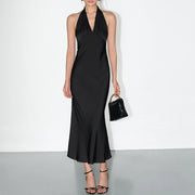 Deep-V Halter Long Dress
