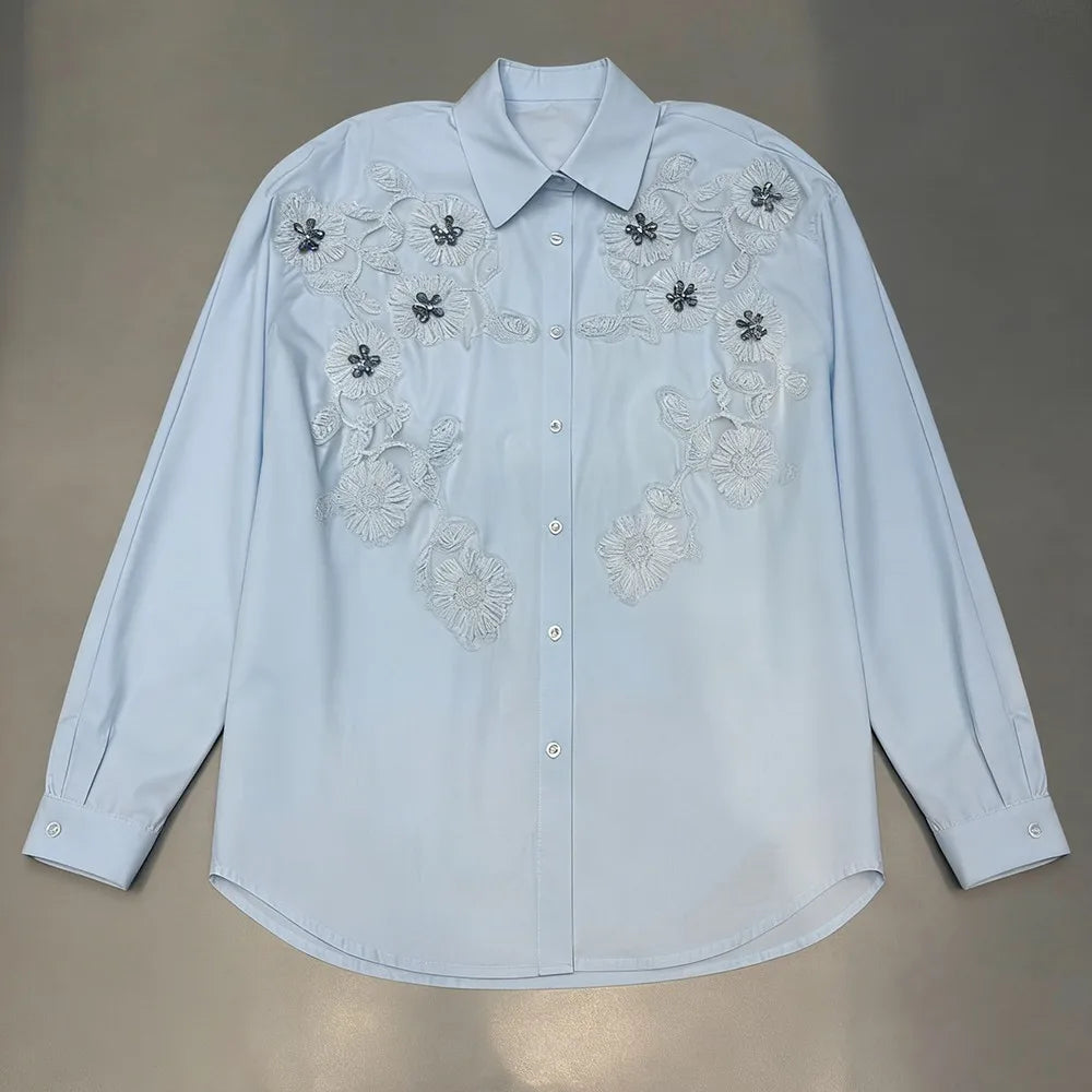 Floral Applique Long-Sleeve Shirt