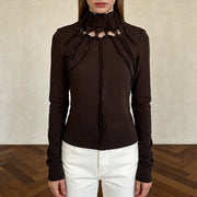 Cutout-Neck Seam-Detail Top