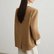 Contrast-Collar Button-Front Jacket