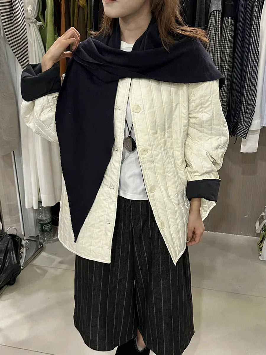 Contrast-Trim Quilted Jacket