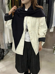Contrast-Trim Quilted Jacket