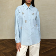 Embellished Collared Button Shirt