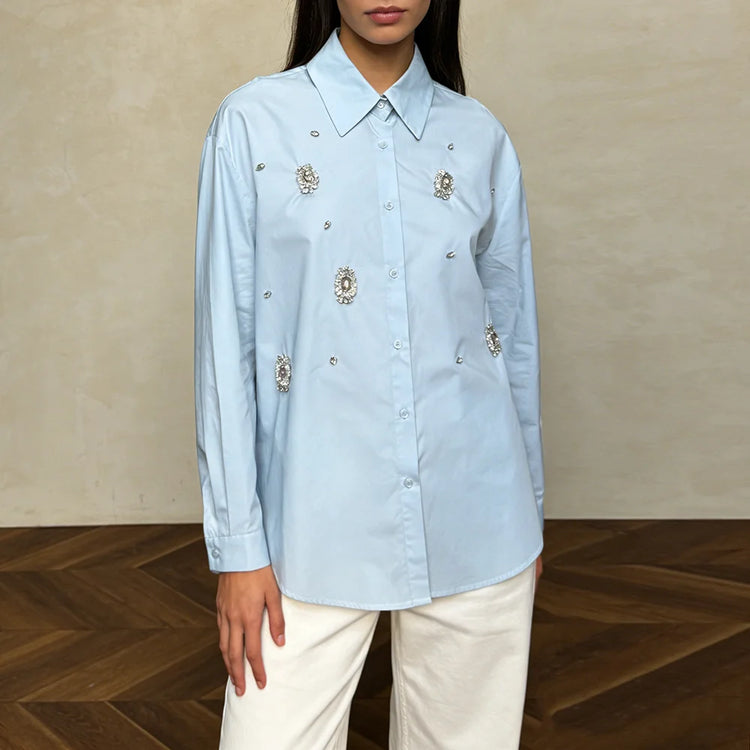 Embellished Collared Button Shirt