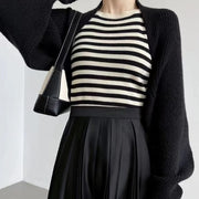 Balloon-Sleeve Cropped Cardigan