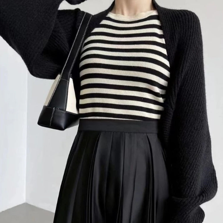 Balloon-Sleeve Cropped Cardigan