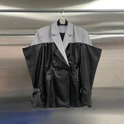 Contrast-Panel Double-Breasted Jacket