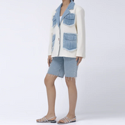 Contrast-Pocket Notched-Lapel Blazer