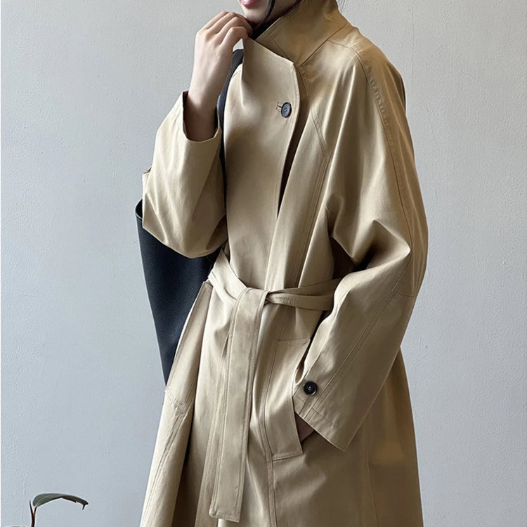 Stand-Collar Longline Trench Coat