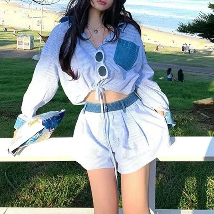 Striped Shirt and Shorts Set