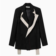 Contrast-Lapel Tailored Blazer