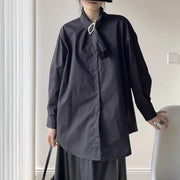 Buckle-Neck Relaxed Longline Shirt
