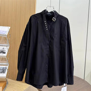 Asymmetric Buckle-Neck Shirt