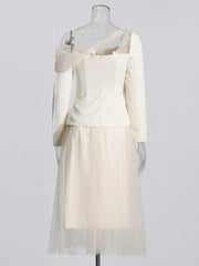 Asymmetric Top and Pleated Skirt Set