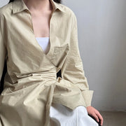 Gathered-Waist Longline Shirt