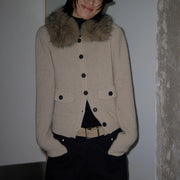 Textured Button-Front Cropped Jacket